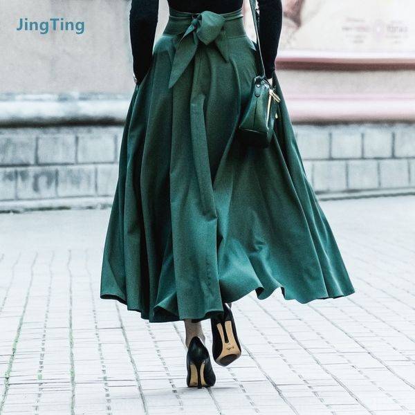 

kl1015#2020 fashionable large a- line dress long skirt long skirt a- line dress, Black