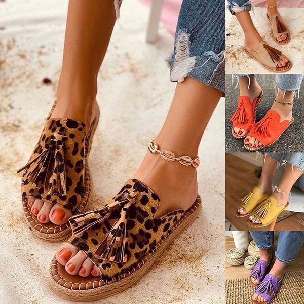 

sandals flat tassels open toe casual mules beach shoes breathable anti-slip slipper h7jp