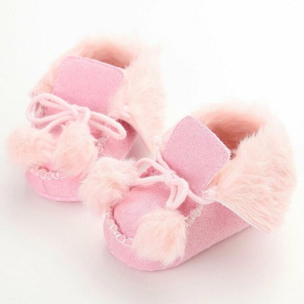 

0-12m newborn infant baby girl boy warm winter shoes plush pom pom cute baby crib shoes