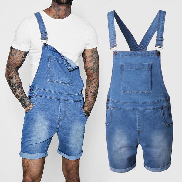 

jeans pants mens ripped jeans jumpsuits fashion high street distressed denim bib overalls for man suspender pants size s-xxl, Blue