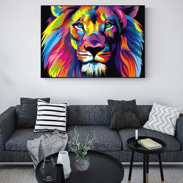 

абстракция диких животные плакаты и печать акварельной lion pop art холст картина современные стены искусство картина для гостиной home deco