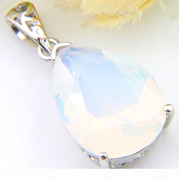 

luckyshine europe popular jewelry water drop white moonstone gems silver necklaces usa israel wedding engagement necklaces pendant + chain
