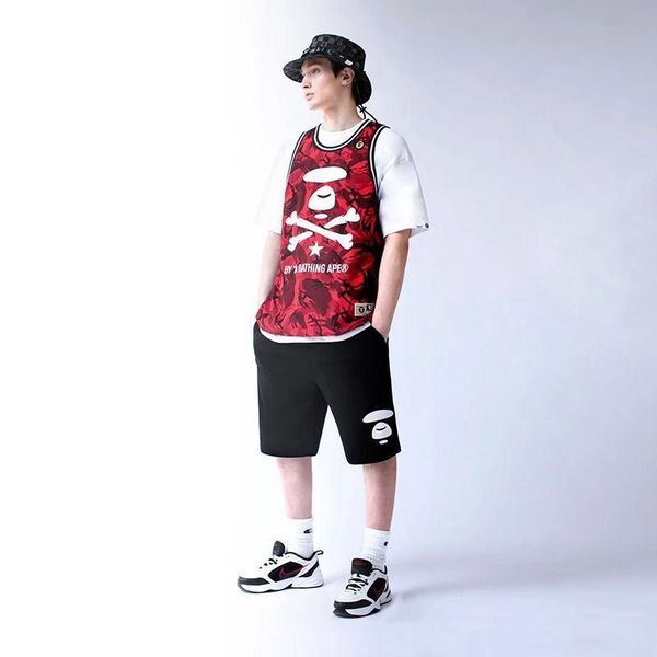 

aape men's wear monogrammed shirt stitched basketball jerseys, Black;white