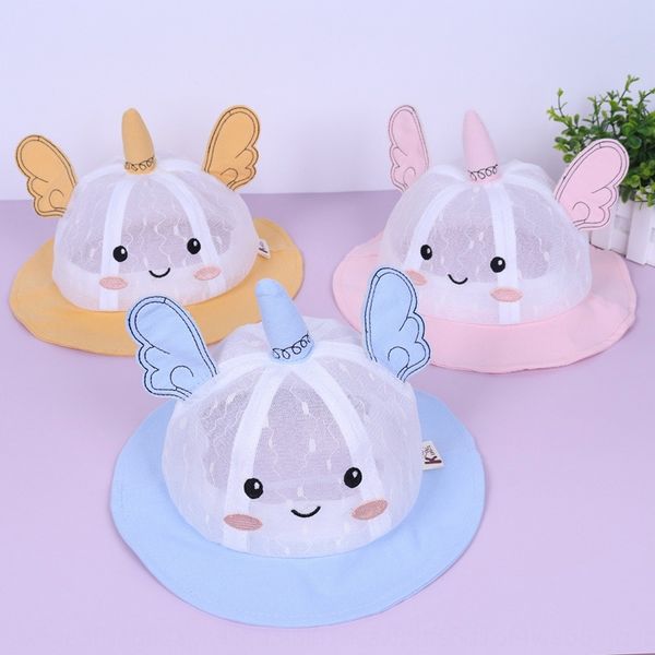 

ynujw children's mesh fisherman new one-horned doll breathable sunshade bucket bucket doll fisherman basin hat boys and girls sunscreen, Yellow