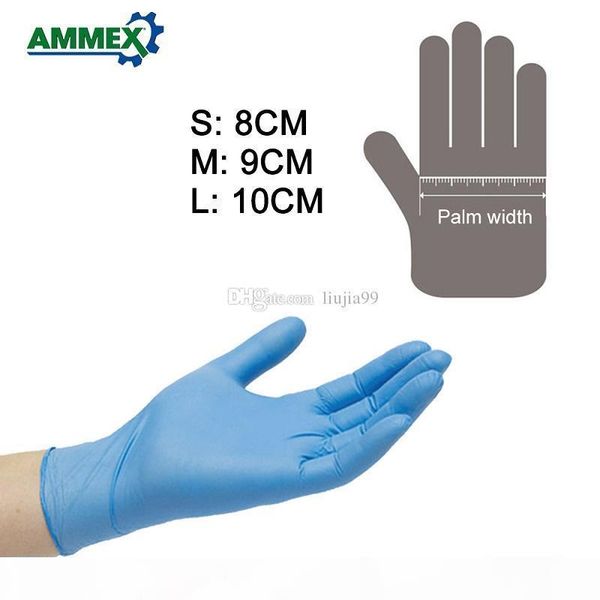 

ammex 100шт одноразовые нитриловые перчатки маслостойкой и проколов перчатки, подходит для бытовых чистых продуктов красоты, Blue;gray