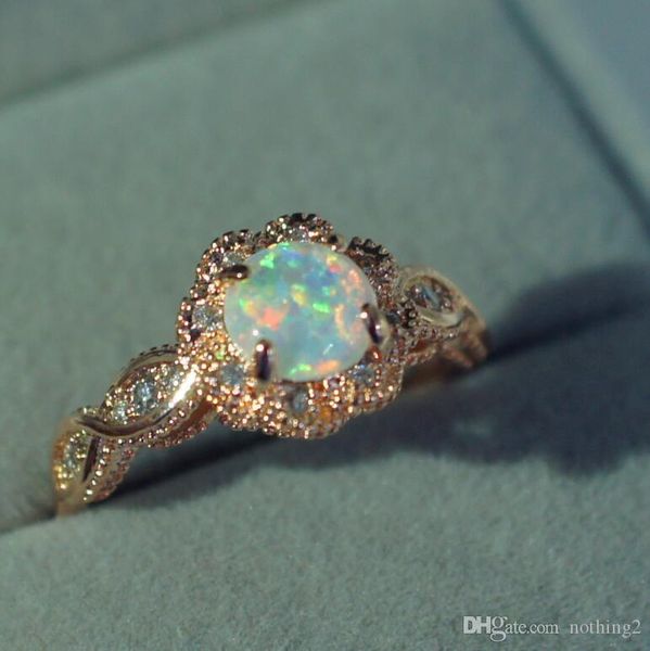 

designer jewelry opal rings flowers gold color rings for women classic unique to party fashion, Golden;silver