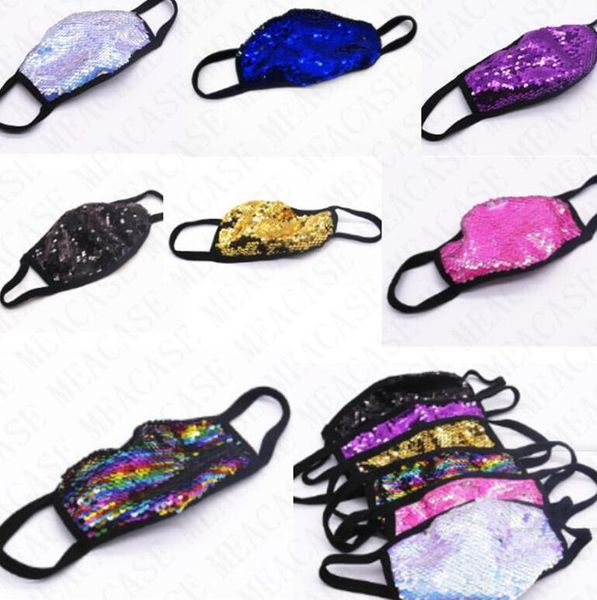 

summer designer face masks sequin face masks brand washable sequined fish-scale mask sunproof dustproof mouth cover breathable dhl d72101, Black;white