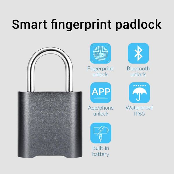 Lucchetto senza chiave ricaricabile Bluetooth con impronta digitale intelligente Sblocca la serratura della porta condivisa impermeabile per la sicurezza domestica APP per Android T200111