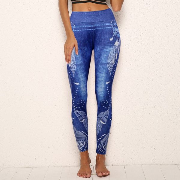 

laamei women fake denim leggings pencil pants push up high waist slim stretch skinny elastic trousers plus size ladies jeggings, Black