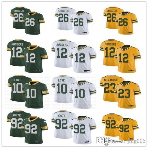 

мужчины женщины молодежь грин-бей packers 12 аарон rodgers 23 jaire александр 10 любовь 92 reggie белый футбол джерси, Black;red