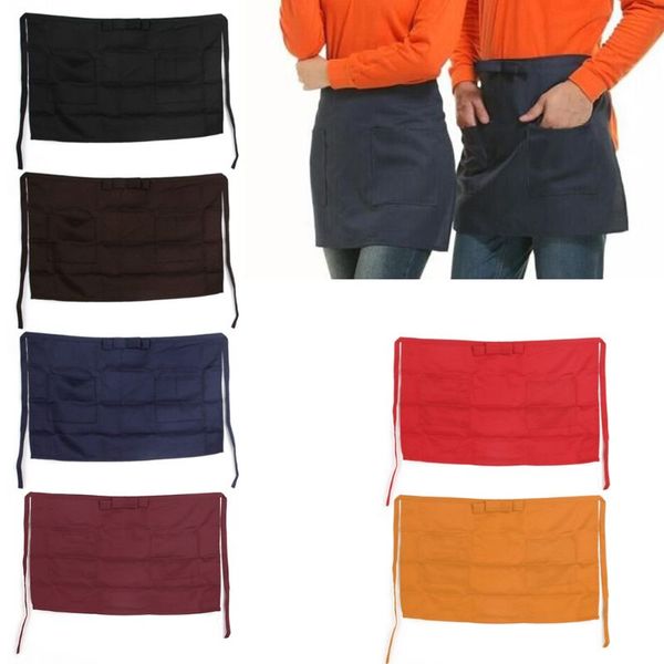 

half short waist polyester apron waitress waiter with pocket kitchen cafe pub