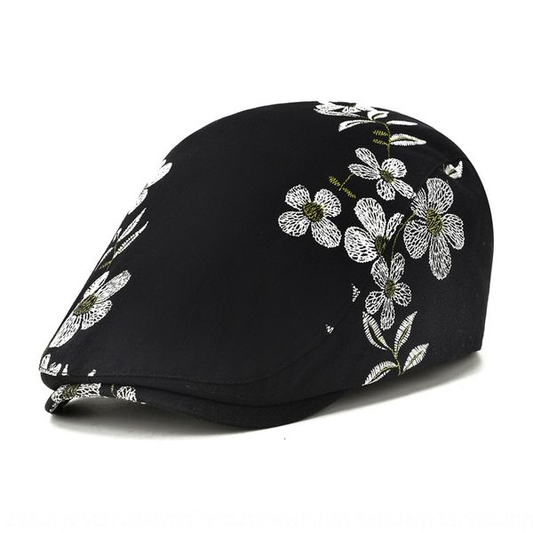 

2020 new summer embroidery art youth flower lovers embroidered beret forward cap fashion leisure beret, Blue;gray