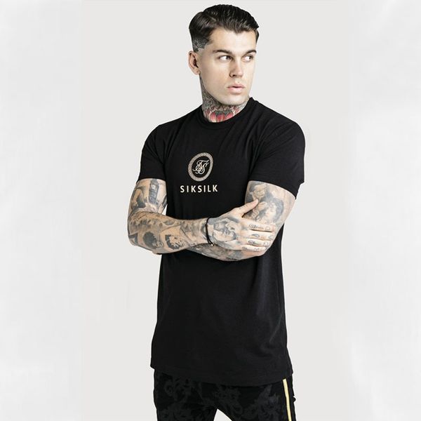 

sik silk mens t shirt fashion short sleeve male shirts hip hop streetwear siksilk summer t-shirt casual silk silk man tshirts, White;black
