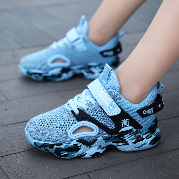 

autumn 2020 new flying woven sports children's sneakers shoes fashion casual breathable men's sports children's shoes, Black