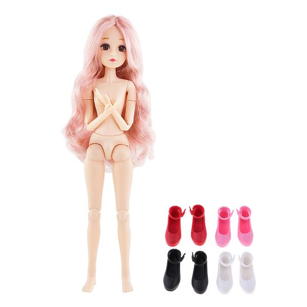 

1/4 bjd 22 jointed girl doll nude body parts with shoes diy making supplies