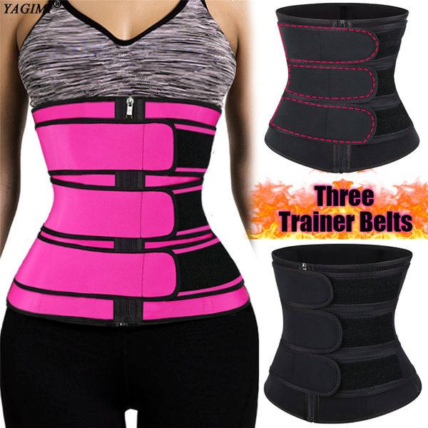 

yagimi 3 belt waist trainer corset neoprene sweat belt body shaper women slimming sheath reducing curve shaper workout trimmer cx200727