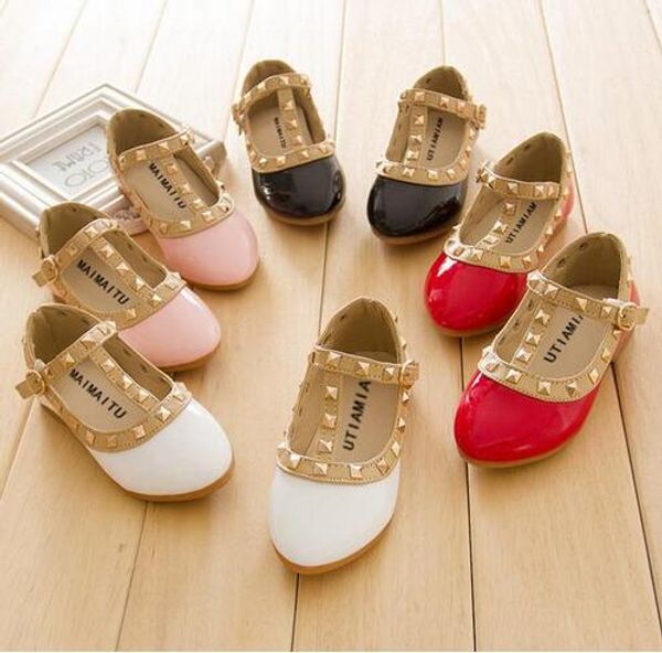 

new fashion children lady girls princess shoes pu leather toddler baby low-heel kids mary jean shoes rivets sneakers