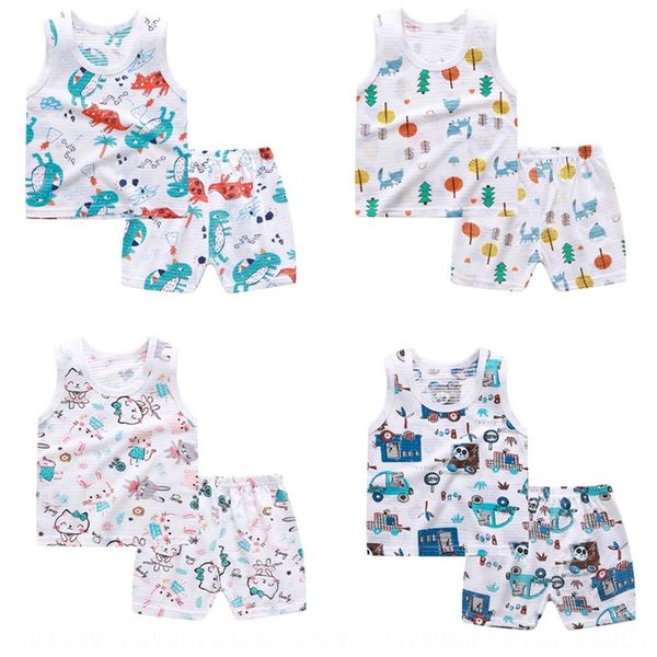 

ogm5g cotton quality baby vest suit sleeveless suspender breathable hollow boys and girls korean style sling clothing children's childr, Blue