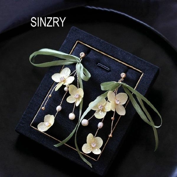 

sinzry new уникальная ручная работа сохранилась freshflower sweety преувеличены жемчужных серьги падения лес женщины, Silver