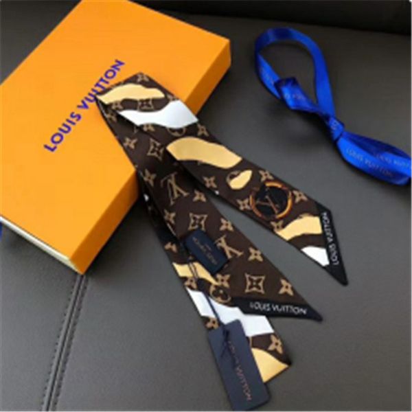 

008*115cm 2 colors 2019 high-end woman fashion designs tied bag scarf ladies small bow ribbon headscarf silk scarves wrap, Blue;gray
