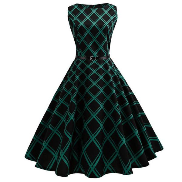 

floral print women summer dress hepburn 50s 60s swing vintage dress a-line party dresses with belt jurken plus size, Black;gray