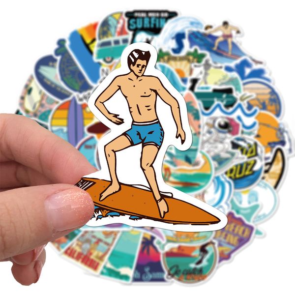 

50pcs/set summer beach surfing small waterproof stickers for surfboard travel case lapskateboard guitar fridge