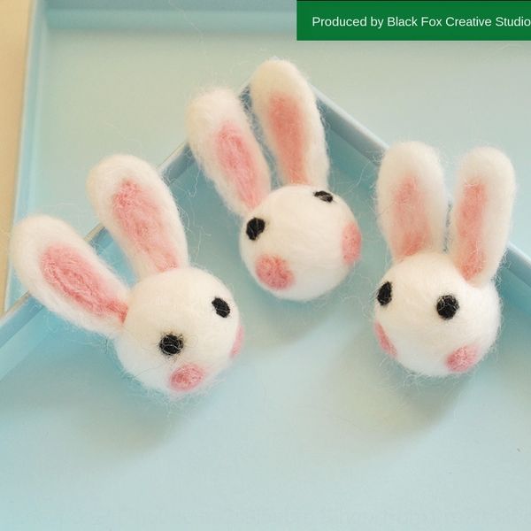 

jpcs6 handmade diy accessories headdress wool blanket rabbit small animal accessories children's hair ring material handmade diy finish, Slivery;white