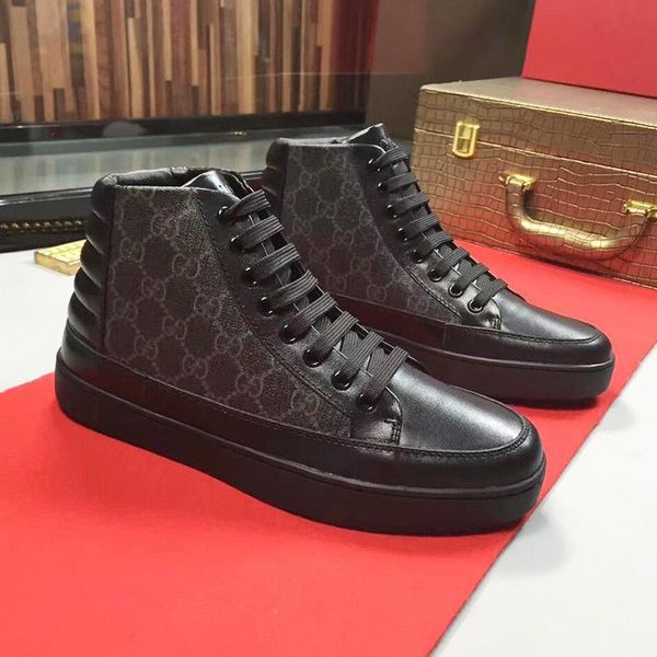 

breathable men 's high sneaker sports mens shoes fashion classic footwears lace -up casual luxury men shoes scarpe sportive da uom, Black