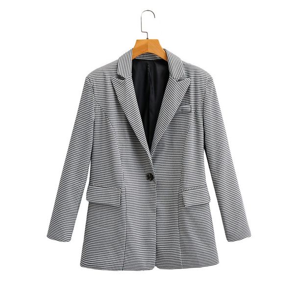 

fashionable new small plaid wild casual suit jacket, White;black