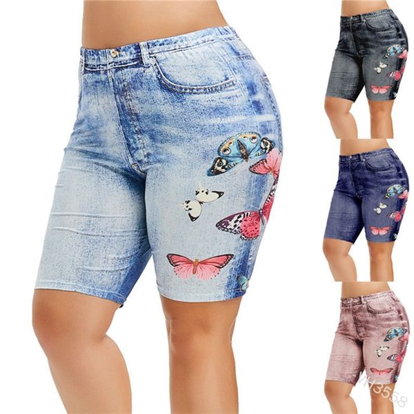 

ladies butterfly printed shorts hips stretch high waist shorts for women, White;black