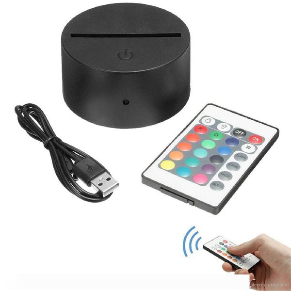 

RGB 3D night light 4mm Acrylic Illusion base lamp Battery or DC 5V BUS Charging 3D decoration lamp