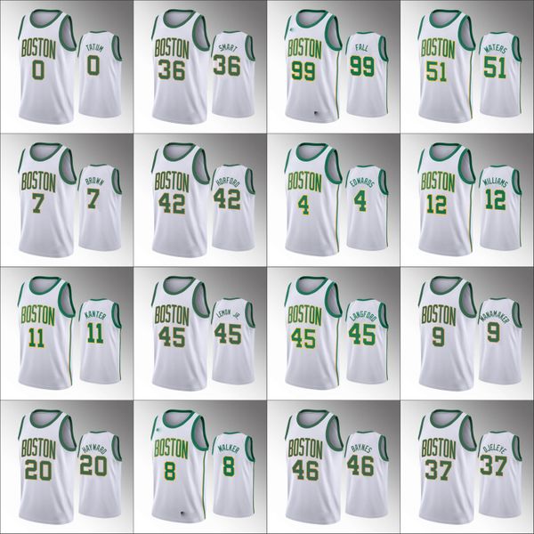 

boston celtics men jayson tatum jaylen brown gordon hayward walter lemon jr. kemba walker nba white custom jersey, Black