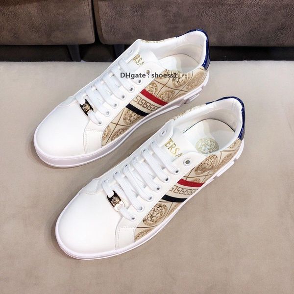 

2021-2020q high -quality fashionable leather print low -casual men 's tide shoes ,fashionable wild color matching breathable sport, Black