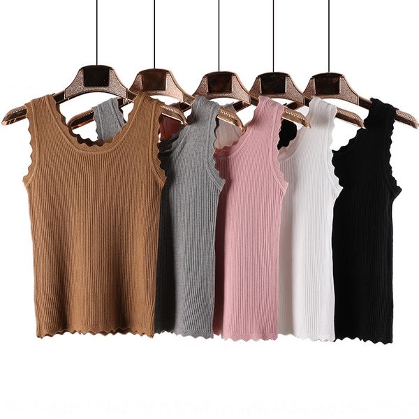 

2020 knitted sleeveless base shirt i-shaped vest female summer korean style lace sling pullover collar sling pullover sweater, Camo