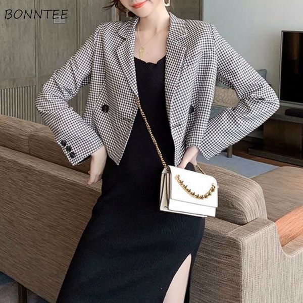 

blazers women british style vintage lady two-pieces outfit clothes trendy plaid pure black split spaghetti strap chic dress, White;black