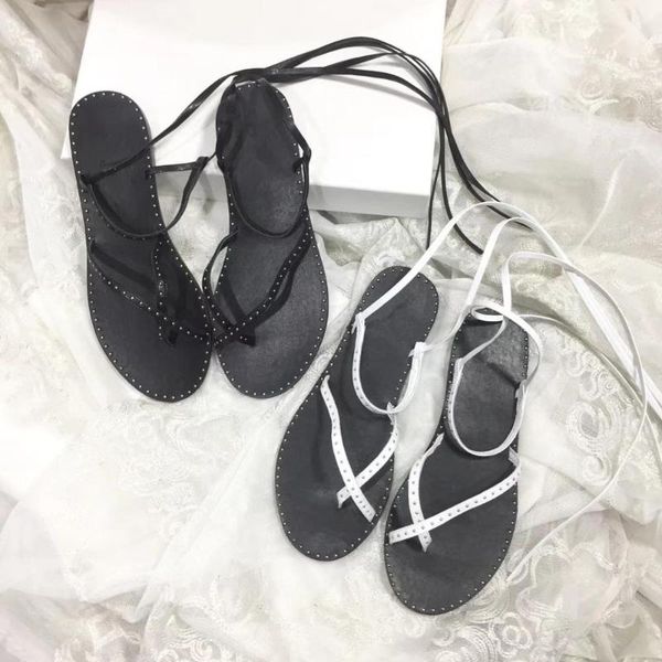 

new summer beach flat gladiator shoes women flip-flops sandals rivet, Black