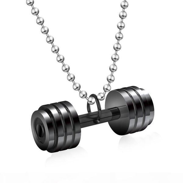 

sporty гантели штанги pendantsnecklaces индивидуальность gym фитнес ожерелье заявление ожерелье для мужчин байкер ожерелье hip hop ювелирные, Silver