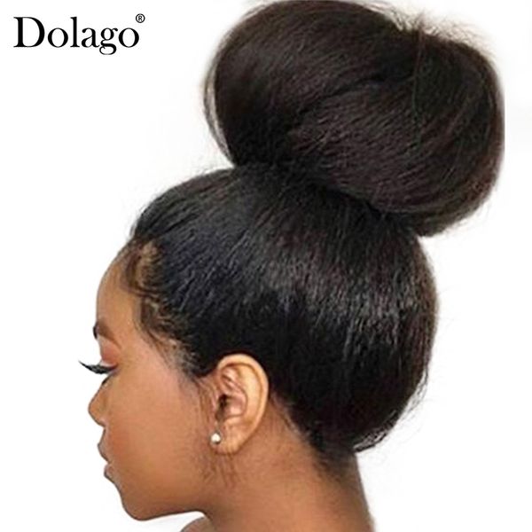 

kinky straight glueless full lace wigs human hair italian yaki human hair wigs transparent fake scalp dolago kinky hair blow out, Black