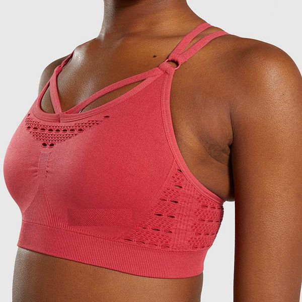 

новые бесшовные спортивный бюстгальтер женщина бег регулируемой strappy йога бюстгальтер с съемными подушечками brassiere спорт фитнес top о, White;red
