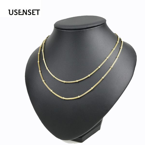 

chains usenset charm chain beads necklace yellow gold silver color bracelet made of diy mesh patterns stainless steel jewelry