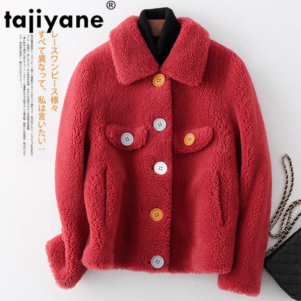 

real fur coat wool jacket autumn winter coat women clothes 2020 korean vintage sheep shearling suede lining women zt3871, Black