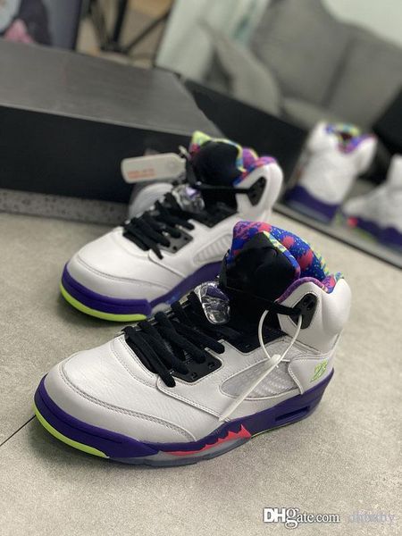 

new release air authentic 5 alternate bel-air basketball shoes 5s white retro sneakers court purple-racer pink-ghost green men sports shoes
