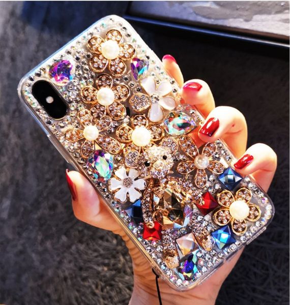 

роскошный кристалл алмаз чехол для iphone 5 6 7 8 6s x xr 11 plus rhinestone противоударного чехла задней крышки для samsung galaxy note5 s7