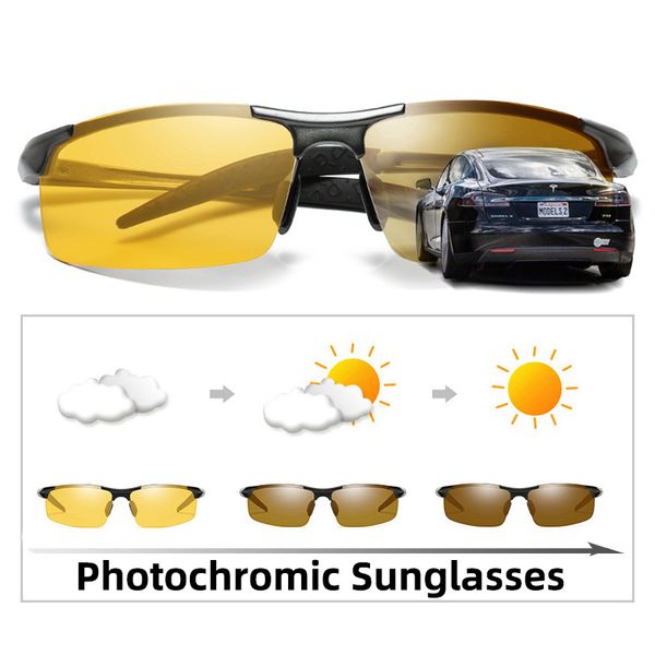 

day night pchromic polarized sunglasses men women eyewear for drivers male safety driving fishing uv400 sun glasses, White;black