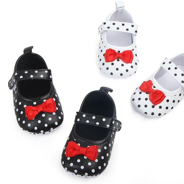 

малыши детские симпатичные лук dot печати первая ходунки обувь детские мокасины мягкие донные обувь 11-13cm