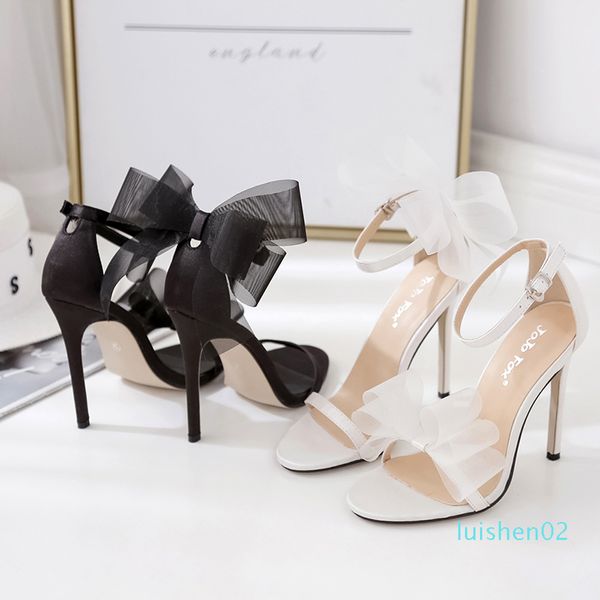 

white black meshy asymmetric bowtie stiletto heels bride wedding shoes luxury designer high heel shoes size 35 to 40 l02