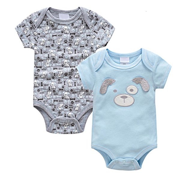 

2pcs / комплект новорожденный bodysuit хлопка baby girl boy одежда с коротким рукавом outfit мультфильм тела бебе menina ребенка тела ропа д, Blue