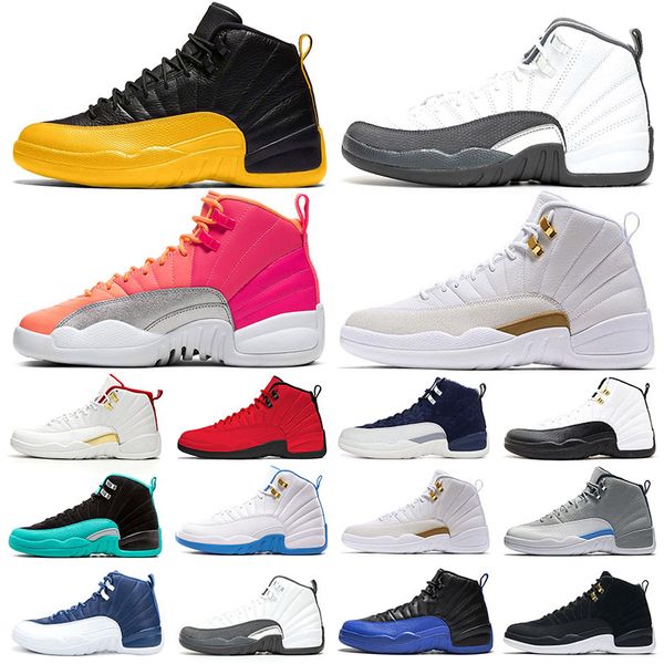 

2020 mens basketball shoes jumpman 12 indigo dark concord university gold sneakers reverse flu game sports men trainers fashion platform