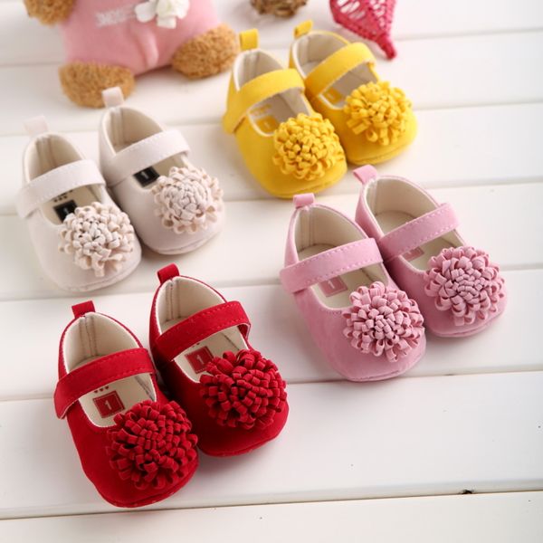 Candy Farben Neugeborenen Baby Prewalker Weichen Boden Anti-slip Schuhe Klassische Prinzessin Mädchen Krippe Mary Jane Große Blume Schuhe Großhandel