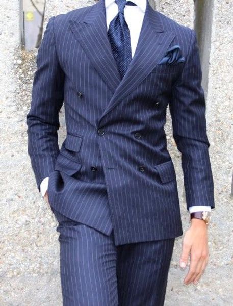 

latest coat pant designs blue stripes men suit slim fit 2 piece tuxedo custom groom blazer double breasted suits terno masculino, White;black